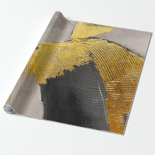 Abstracte monochrome kleuren met gouden borstels cadeaupapier