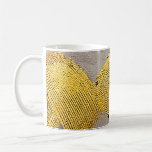 Abstracte monochrome kleuren met gouden borstels koffiemok