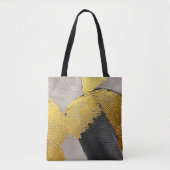 Abstracte monochrome kleuren met gouden penseelstr tote bag (Voorkant)