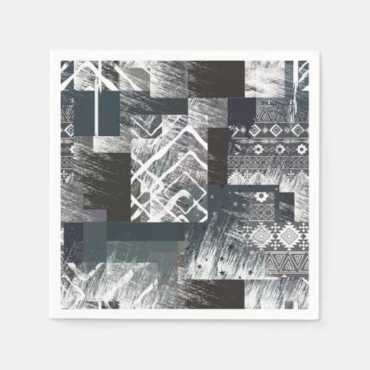 Abstracte monochrome patchwork servet (Voorkant)