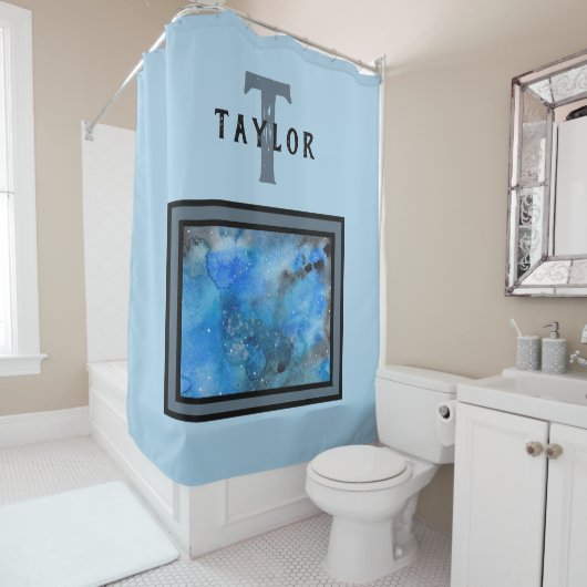 Abstracte monogram douchegordijn (In situ)