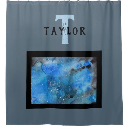 Abstracte monogram douchegordijn (Voorkant)