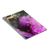 Abstracte monogram Paars zwarte goudalcoholinkt Notitieboek (Rechterzijde)