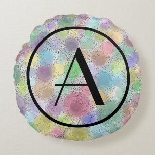 Abstracte monogram ronde piloot met kleurrijke lic rond kussen