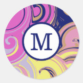 Abstracte monogram ronde sticker (Voorkant)