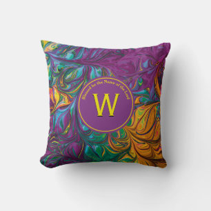 Abstracte monogram Scripts Gepersonaliseerd PAARS Kussen