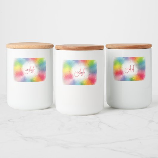 Abstracte monogram Sjabloon Kleurrijke moderne reg Voedselcontainer Etiket (Flessen)