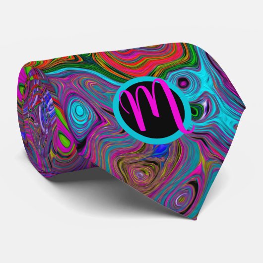 Abstracte Monogrammed Colorful Groovy Stropdas (Opgerold)