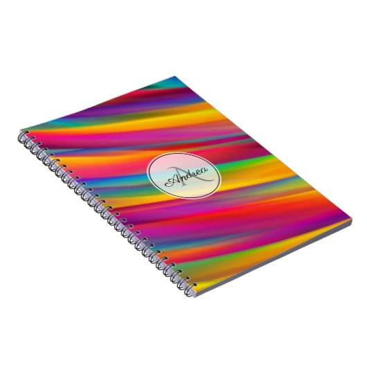 Abstracte monogrammen kleurrijke gradiënt notitieboek (Rechterzijde)