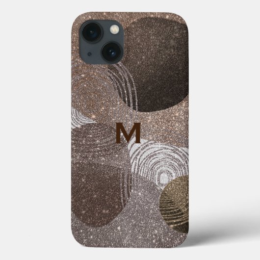 Abstracte monogrammen van Bronze Glittery Case-Mate iPhone Case (Achterkant)
