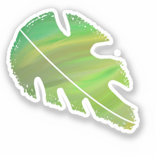 Abstracte Monstera-blad Vloeibaar Groen Sticker (Voorkant)