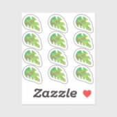 Abstracte Monstera-blad vloeibare groene sticker s (Vel)