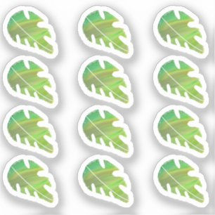 Abstracte Monstera-blad vloeibare groene sticker s