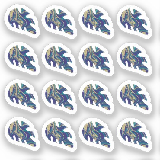 Abstracte Monstera-blad Vloeibare Marmer Sticker S (Voorkant)