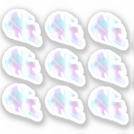 Abstracte Monstera-blad vloeibare nepholografische Sticker (Voorkant)