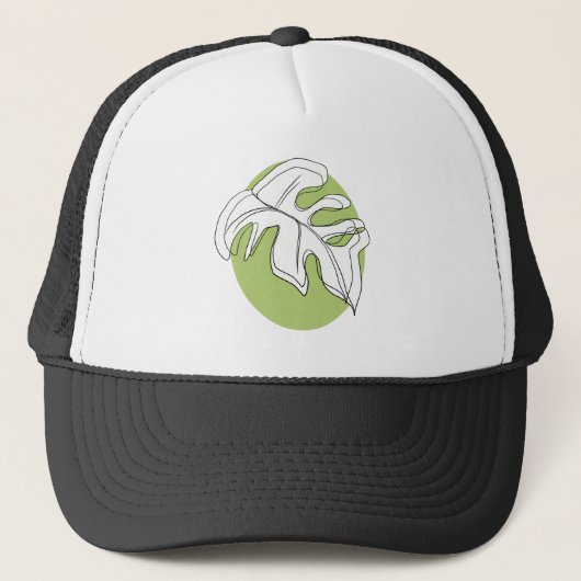 Abstracte Monstera-blad Zwart Handgetekend Trucker Pet (Voorkant)
