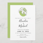 Abstracte Monstera Hand Drawn Botanical Greenery Kaart (Voorkant / Achterkant)