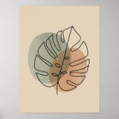 Abstracte Monstera Leaf Line Tekening Poster (Voorkant)