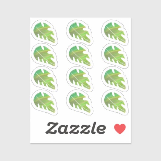 Abstracte Monstera Leaf Liquid Green Sticker Set (Vel)