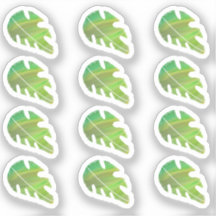 Abstracte Monstera Leaf Liquid Green Sticker Set