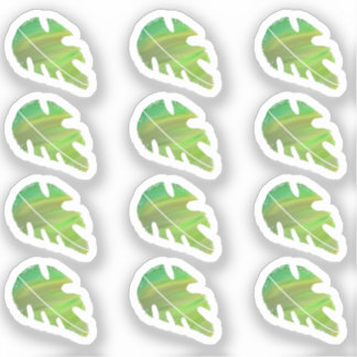 Abstracte Monstera Leaf Liquid Green Sticker Set