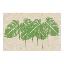 Abstracte Monstera Waterverf op linnen doek