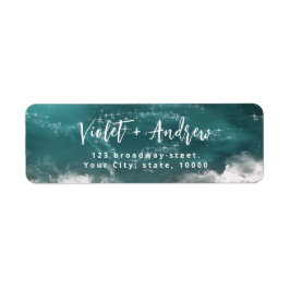 Abstracte moody oceanomkeeradreslabel etiket