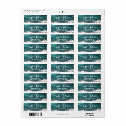 Abstracte moody oceanomkeeradreslabel etiket (Full Sheet)