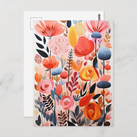 Abstracte mooie bloemen briefkaart (Voorkant / Achterkant)