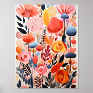 Abstracte mooie bloemen poster