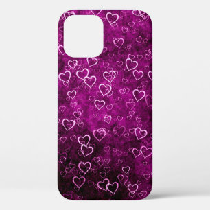 Abstracte mooie harten op paarse bac in nood Case-Mate iPhone case