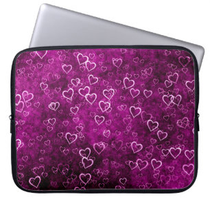 Abstracte mooie harten op paarse bac in nood laptop sleeve