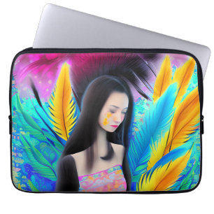 Abstracte mooie maar droevige Aziatische meisje kl Laptop Sleeve