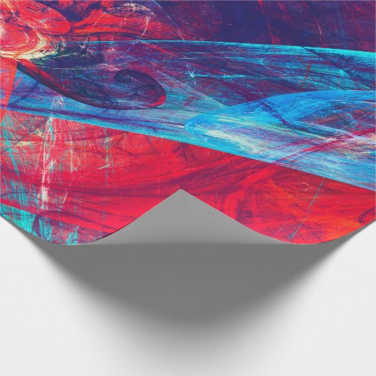 Abstracte, mooie rode en blauwe, heldere kleurenac cadeaupapier (Hoek)