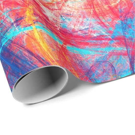 Abstracte, mooie rode en blauwe, heldere kleurenac cadeaupapier (Rol Hoek)