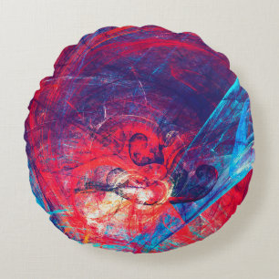Abstracte, mooie rode en blauwe, heldere kleurenac rond kussen