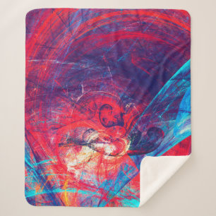 Abstracte, mooie rode en blauwe, heldere kleurenac sherpa deken