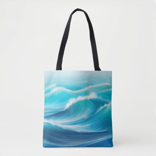 Abstracte mooie zachte blauwe oceaan splash golven tote bag (Voorkant)
