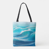 Abstracte mooie zachte blauwe oceaan splash golven tote bag (Achterkant)