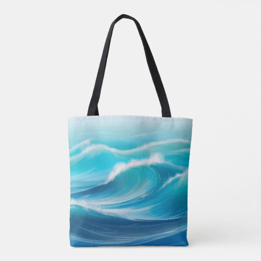 Abstracte mooie zachte blauwe oceaan splash golven tote bag (Achterkant)