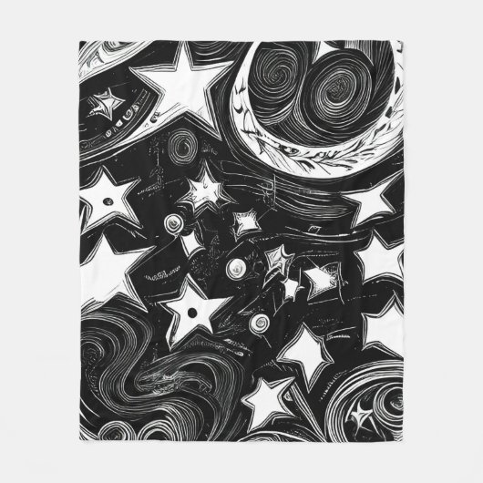 Abstracte moon en sterren fleece deken (Voorkant)
