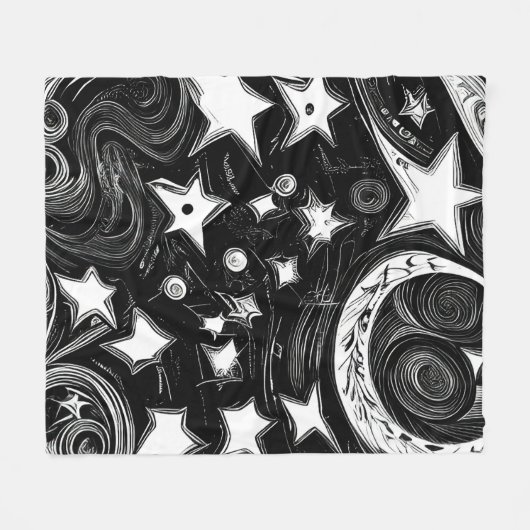 Abstracte moon en sterren fleece deken (Voorkant (Horizontaal))