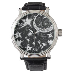 Abstracte moon en sterren horloge