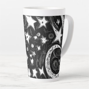 Abstracte moon en sterren latte mok