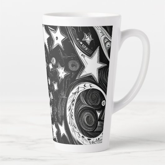 Abstracte moon en sterren latte mok (Rechts)