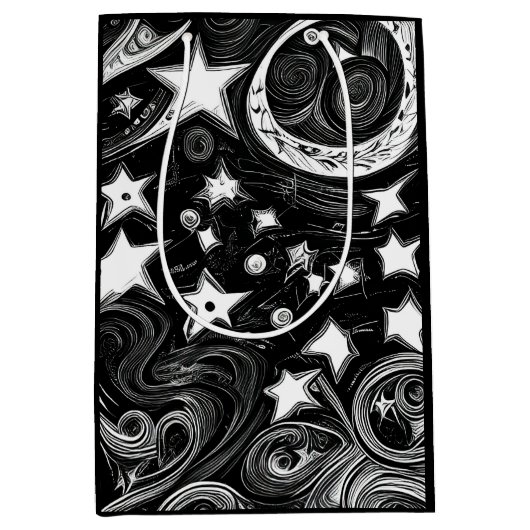 Abstracte moon en sterren medium cadeauzakje (Voorkant)