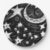 Abstracte moon en sterren papieren bordje (Voorkant)