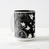 Abstracte moon en sterren tweekleurige koffiemok (Voorkant links)