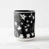 Abstracte moon en sterren tweekleurige koffiemok (Center)