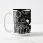 Abstracte moon en sterren tweekleurige koffiemok (Links)